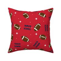 S ✹ American Footballs on Red with White Stars - Boys Bedroom