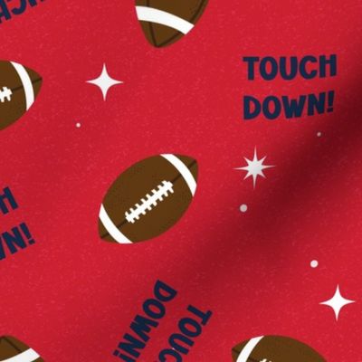 S ✹ American Footballs on Red with White Stars - Boys Bedroom