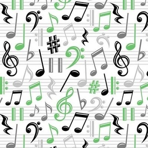 Green Music Notes Pattern - Small Scale