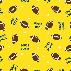 S ✹ American Footballs on Yellow with White Stars - Boys Bedroom