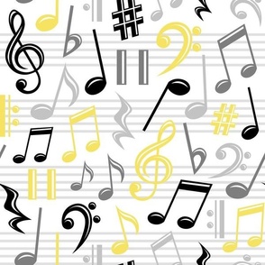 Yellow Music Notes Pattern - Medium Scale