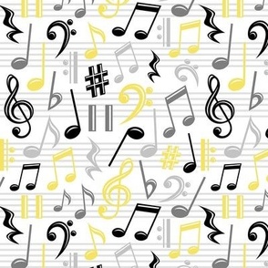 Yellow Music Notes Pattern - Small Scale