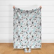 Turquoise Music Notes Pattern - Large Scale