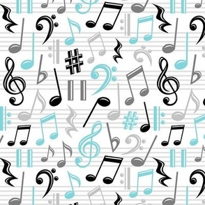 Turquoise Music Notes Pattern - Small Scale