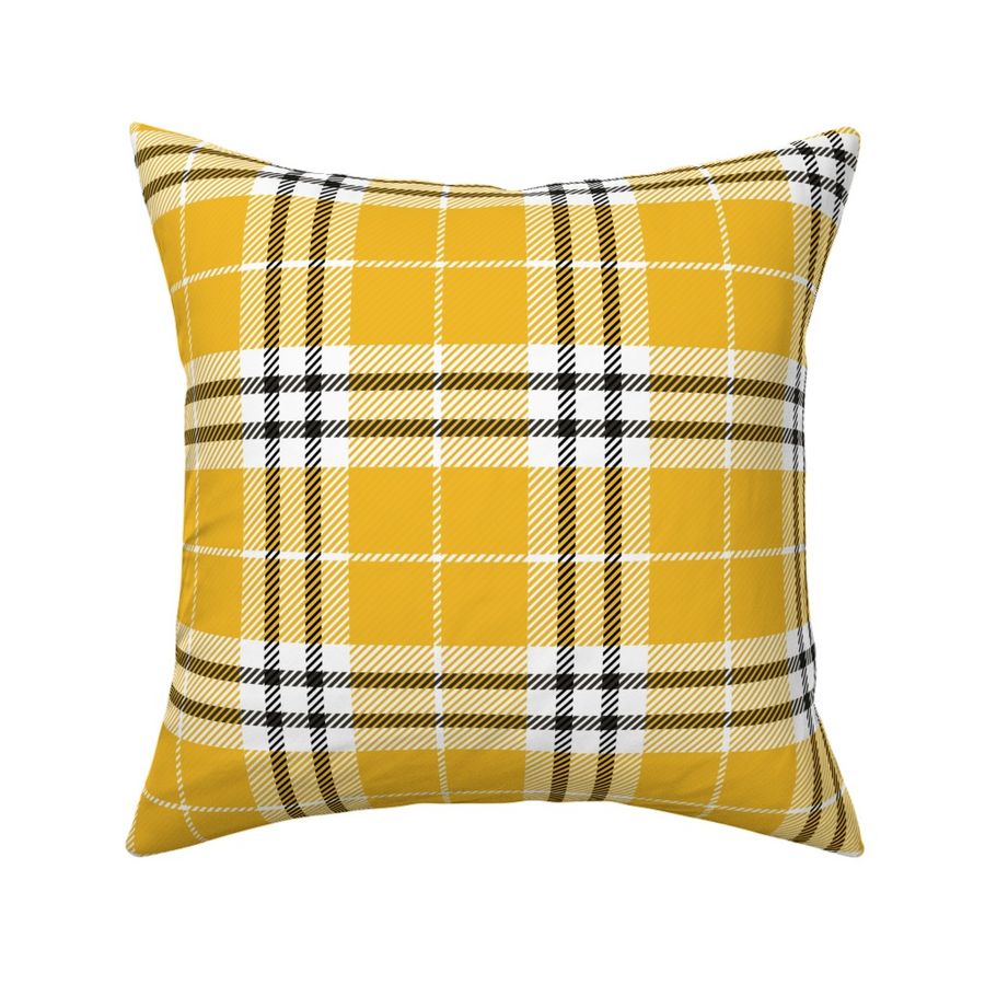 (M) Yellow, Black and White Traditional Plaid or Tartan