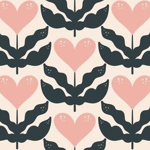 Hearts flowers pattern