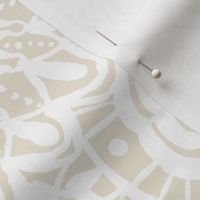 large - Hand-drawn mandalas - tender lace white mandalas on Panna Cotta Beige - warm minimalism