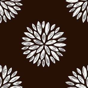 Buds / medium scale / charcoal dark brown abstract dotty botanical organic pattern design