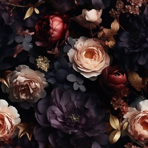 Moody dark floral dark rose gothic glamour chic Victorian floral modern gothic floral dark dramatic mystical modernism 