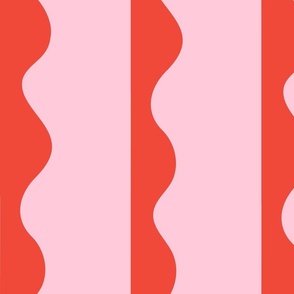 Bold Pink and Red Wavy Modern Stripe