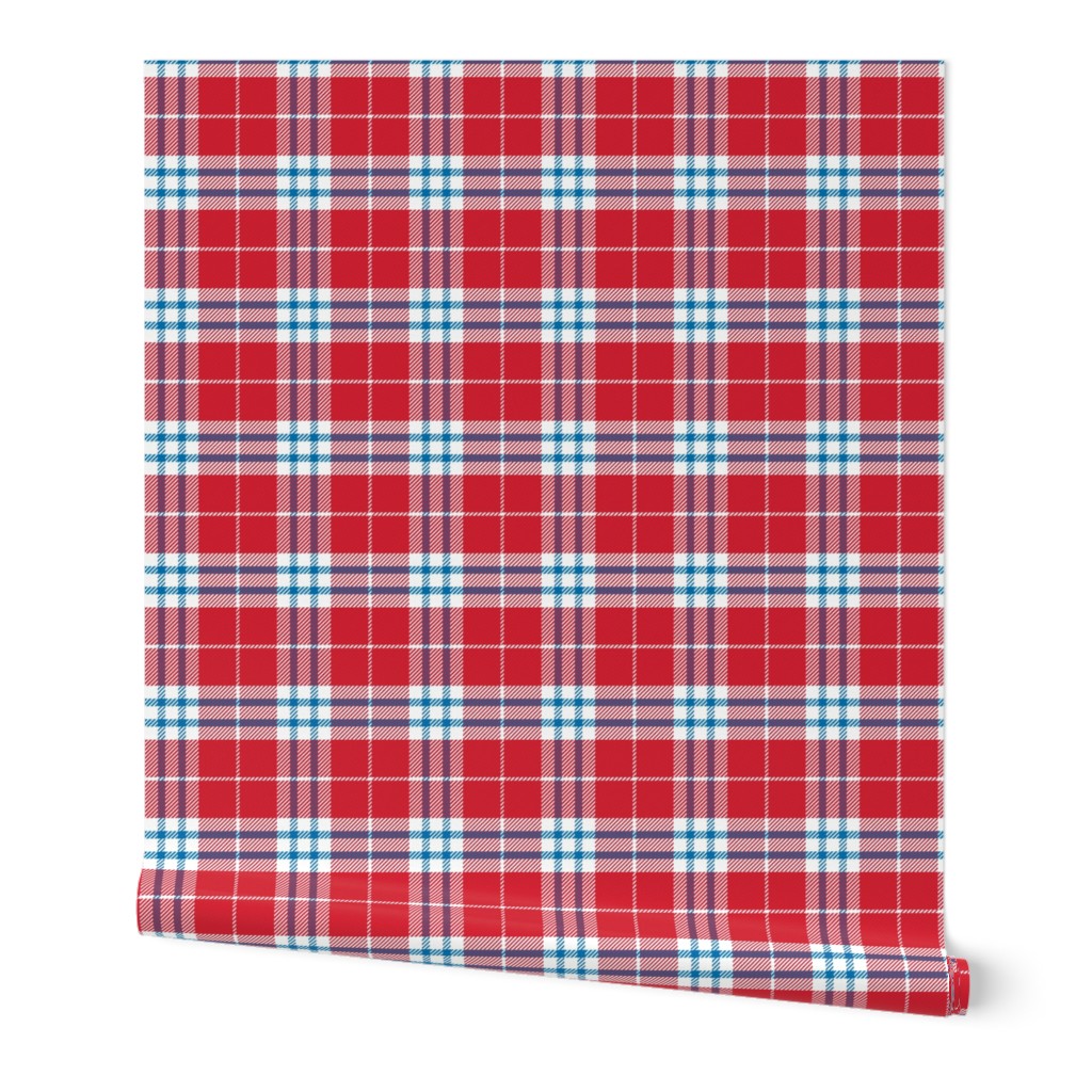 (M) Red White and Blue Traditional Plaid or Tartan