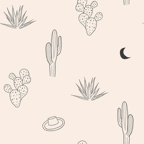 Boho Cactus in Sand, large | minimal boho desert life & cactus print 