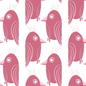 pink birds on white - large scale