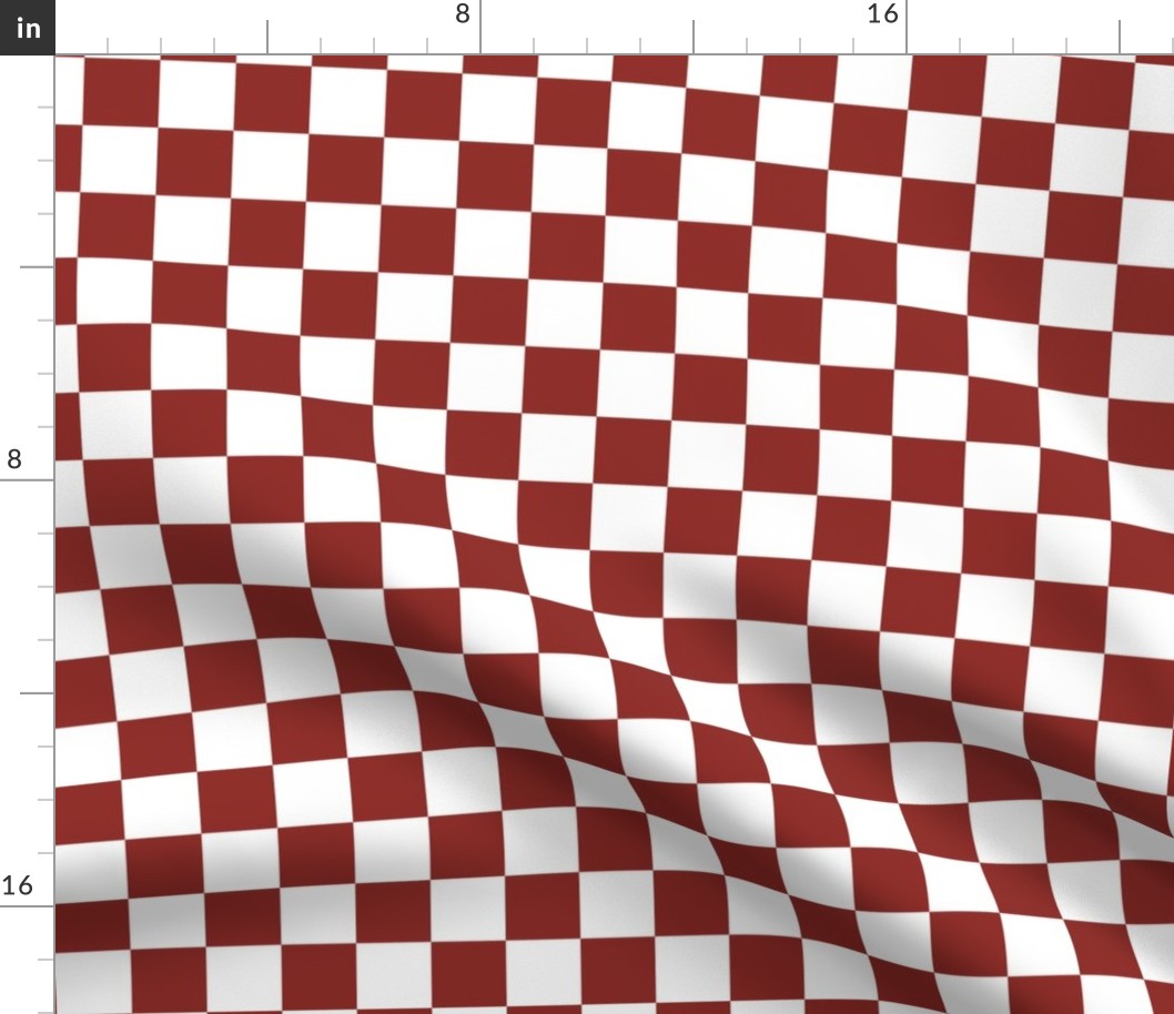 Small auburn dark red/pink and white linen traditional check
