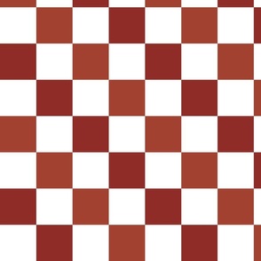 Auburn dark red/pink, rust dark orange and white linen traditional check