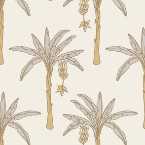 Banana Trees - Large - Grey, yellow,  Cream