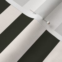 Dark Artichoke Green and Off White Linen Stripe