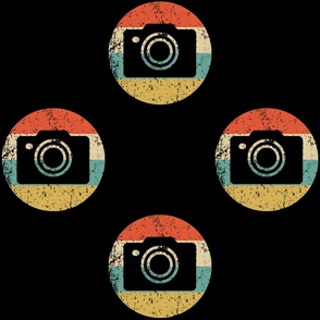Retro Camera Photographer Icon Repeating Pattern Black