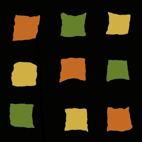 Orange Green Yellow Distorted Squares On Black