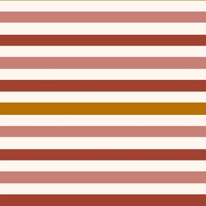 Auburn Red, Goldenrod Yellow, Redwood Pink, and off-white Linen Stripe