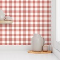 Light redwood pink and off-white linen plaid