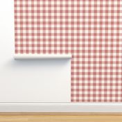 Light redwood pink and off-white linen plaid