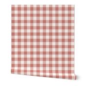 Light redwood pink and off-white linen plaid