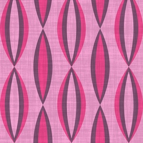 Mid Century Modern Geometric Marquise in Fuchsia on Pink