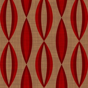 Mid Century Modern Geometric Marquise in Red on Brown