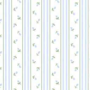 BLUE Ditsy Florals Stripe, Rosebud Stripe, Preppy Patriotic Florals, Grand Millennial Floral Stripes PF061d