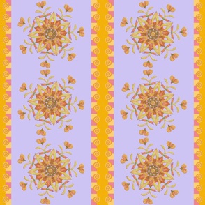 Crown Floral Motif Wallpaper Lilac