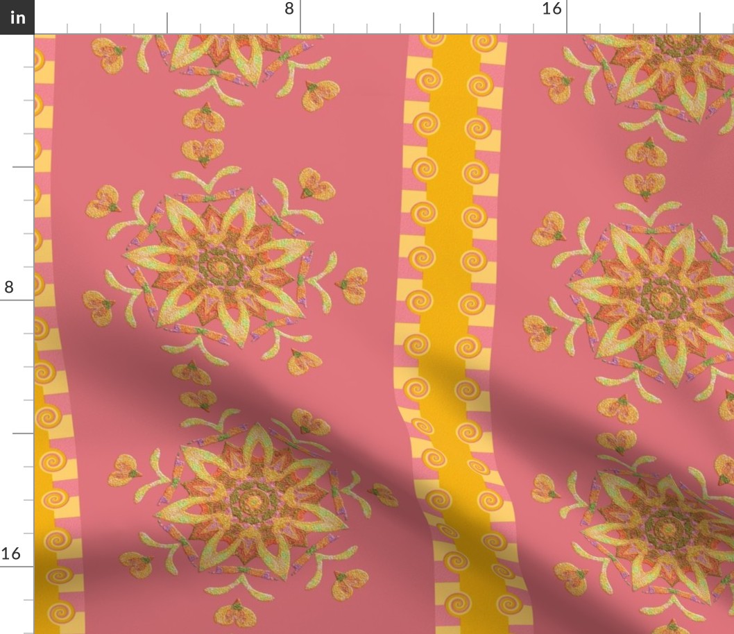 Crown Floral Motif Wallpaper Pink