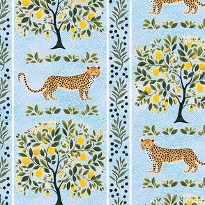 Jungle Odyssey - on Dotted Pale Blue Wallpaper - New