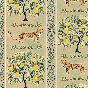 Jungle Odyssey - on Dotted Gold Wallpaper - New