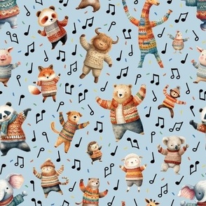 Wild Life Jamboree with Music Notes and Confetti Blue