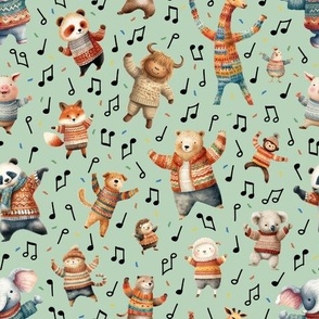 Wild Life Jamboree with Music Notes and Confetti Green