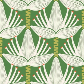 Green Banana Flower: Modern & Artistic Textile Design