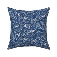 Homestead Farm Toile (solid blue linen) MED 