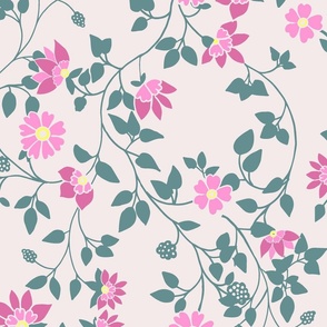 pink blossoms trailing pattern Indian floral