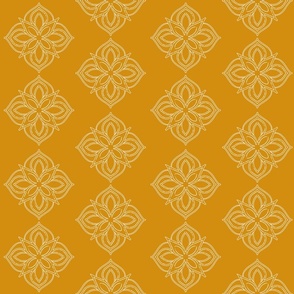 Geometric Flower Pattern in Mustard Yellow | Moroccan Style