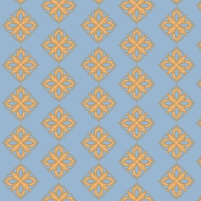 Geometric Flower Pattern in Light Blue and Yellow | Moroccan Style