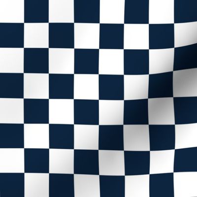 1” Classic Checkers, Navy Blue and White