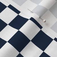 1” Classic Checkers, Navy Blue and White