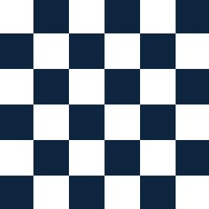 1” Classic Checkers, Navy Blue and White