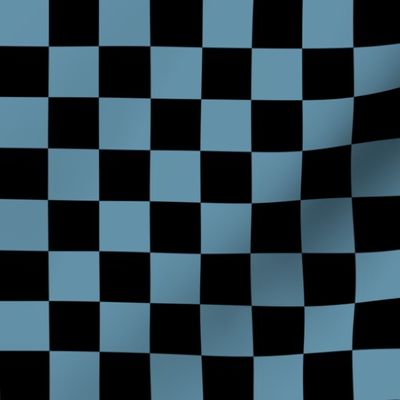 1” Classic Checkers, Denim Blue and Black