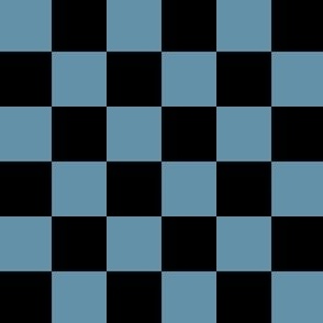 1” Classic Checkers, Denim Blue and Black