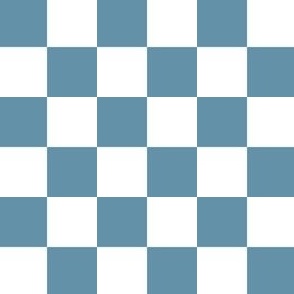 1” Classic Checkers, Denim Blue and White