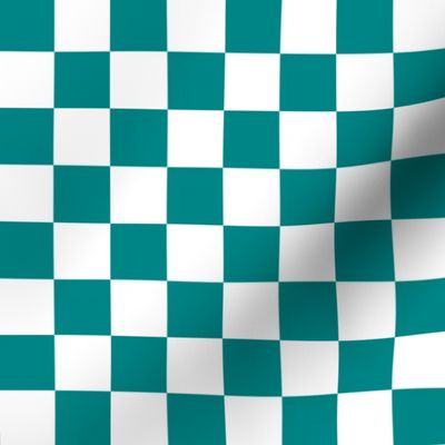 1” Classic Checkers, Turquoise and White