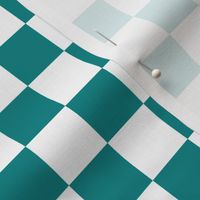 1” Classic Checkers, Turquoise and White