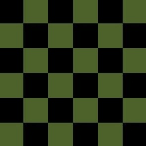 1” Classic Checkers, Moss Green and Black